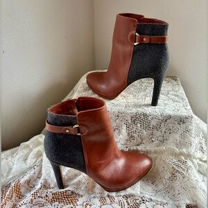 ANTONIO MELANI Brown Leather and Gray Heeled Ankle Boots